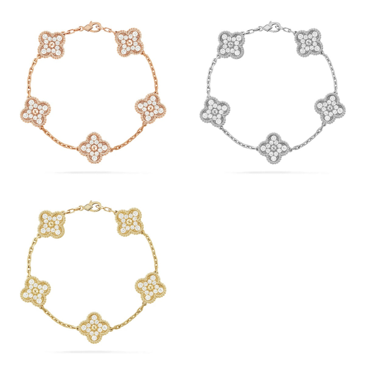[Twinkle jewelry] New  CLOVER 5 MOTIF FULL DIAMOND BRACELET COLLECTION