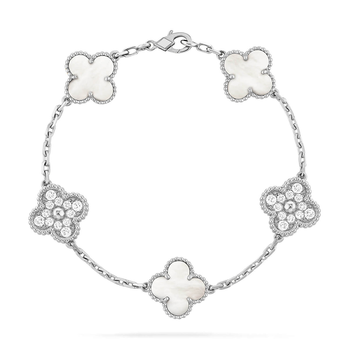 [Twinkle jewelry]New CLOVER WHITE PEARL MOP 5 MOTIF BRACELET COLLECTION