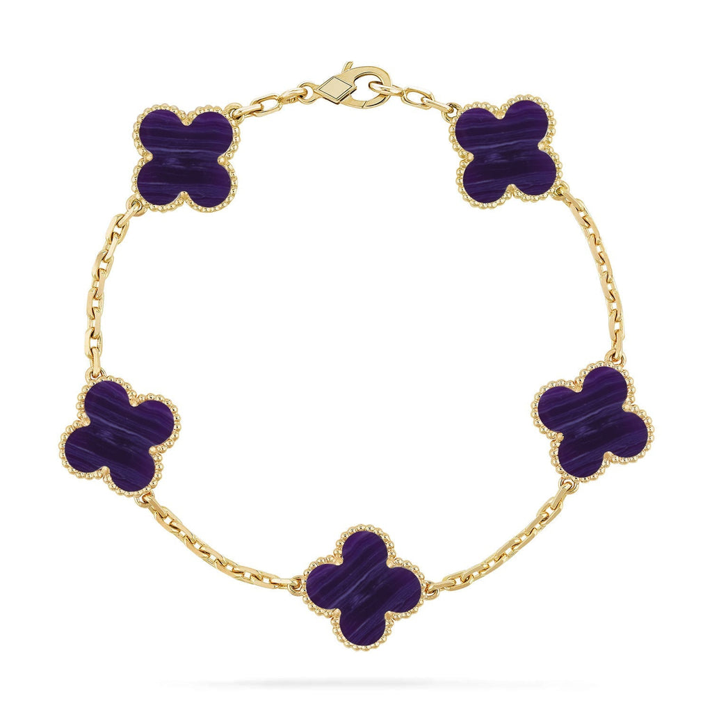 [Twinkle jewelry]New CLOVER 5 MOTIF PURPLE STRIPES BRACELET COLLECTION