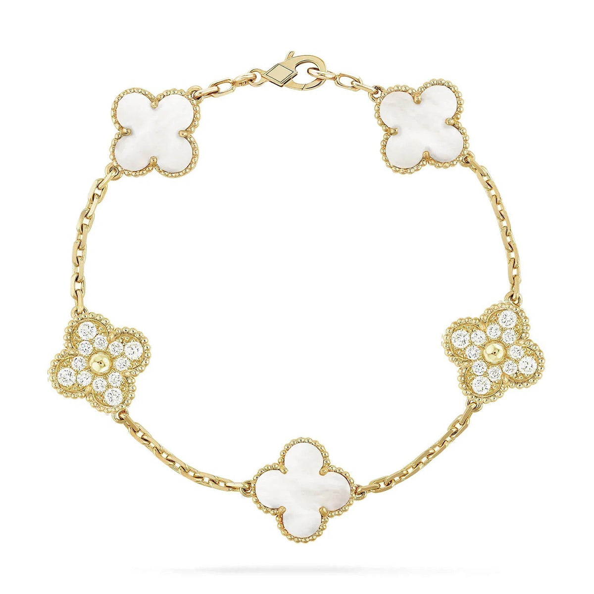 [Twinkle jewelry]New CLOVER WHITE PEARL MOP 5 MOTIF BRACELET COLLECTION