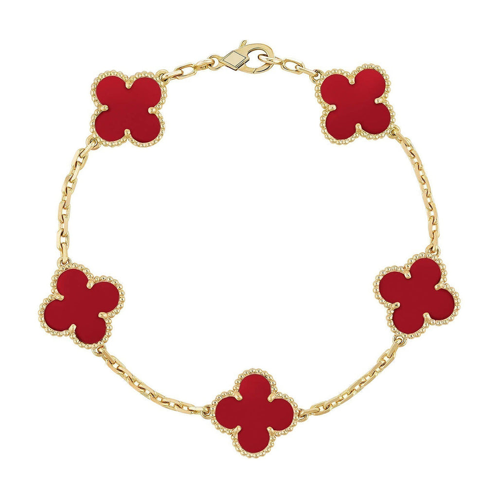[Twinkle jewelry]New  CLOVER 5 MOTIF RED CORNELIAN BRACELET COLLECTION