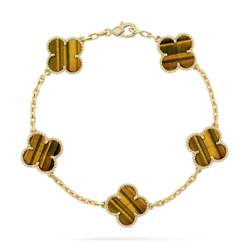 [Twinkle jewelry]New  CLOVER 5 MOTIFS TIGER EYE BRACELET COLLECTION