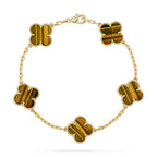 [Twinkle jewelry]New  CLOVER 5 MOTIFS TIGER EYE BRACELET COLLECTION