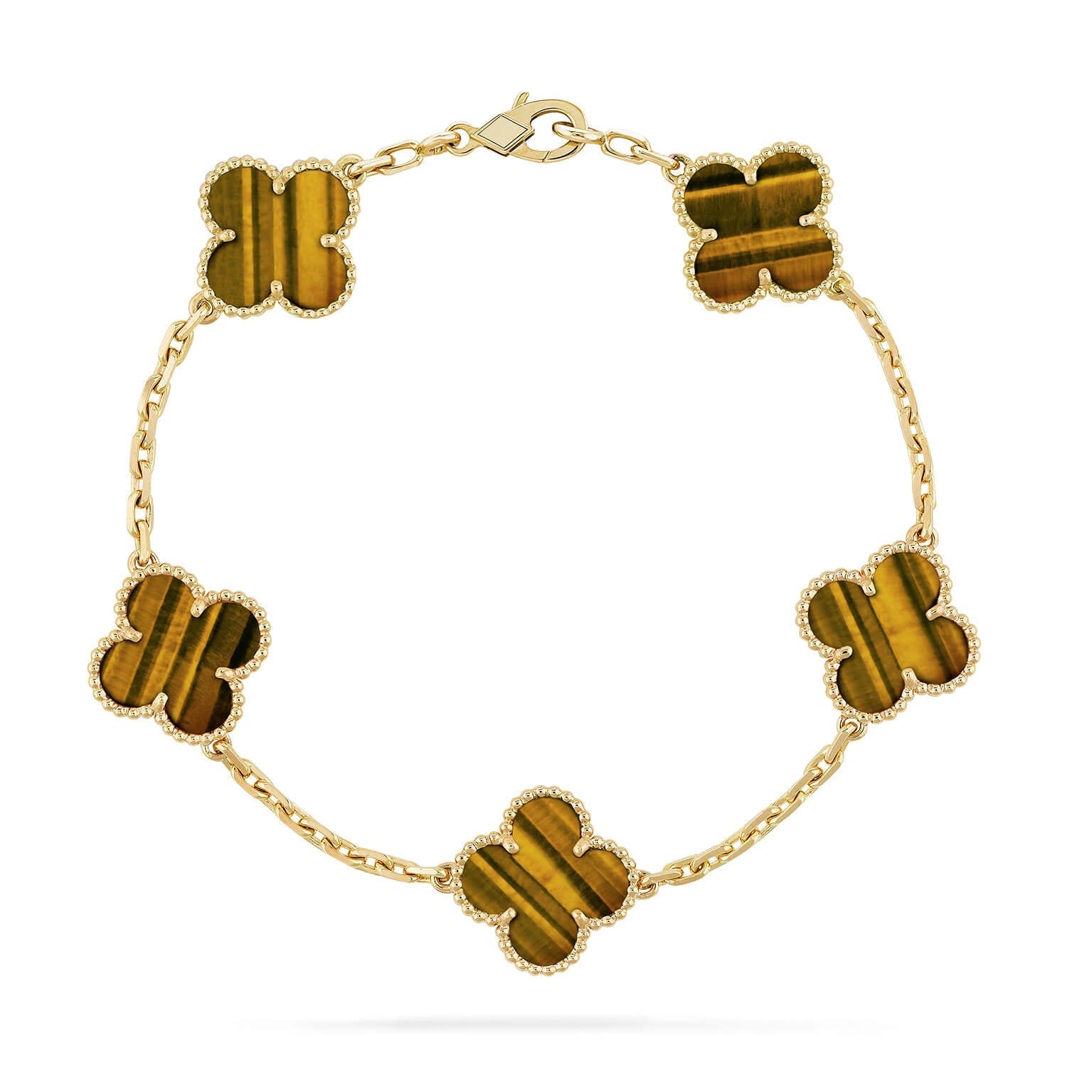 [Twinkle jewelry]New  CLOVER 5 MOTIFS TIGER EYE BRACELET COLLECTION