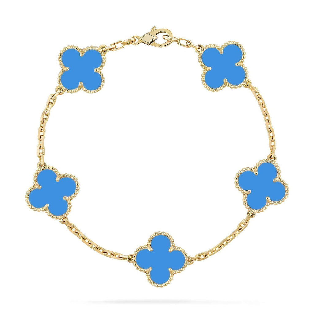 [Twinkle jewelry]New CLOVER 5 MOTIF BLUE AGATE BRACELET COLLECTION