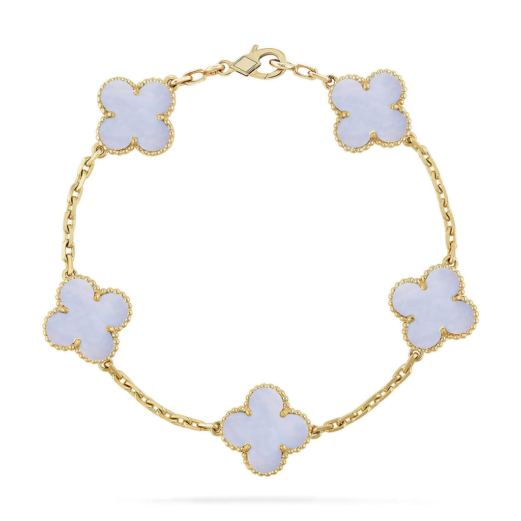[Twinkle jewelry]New  CLOVER 5 MOTIF PURPLE CHALCEDONY BRACELET COLLECTION