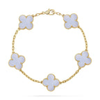 [Twinkle jewelry]New  CLOVER 5 MOTIF PURPLE CHALCEDONY BRACELET COLLECTION