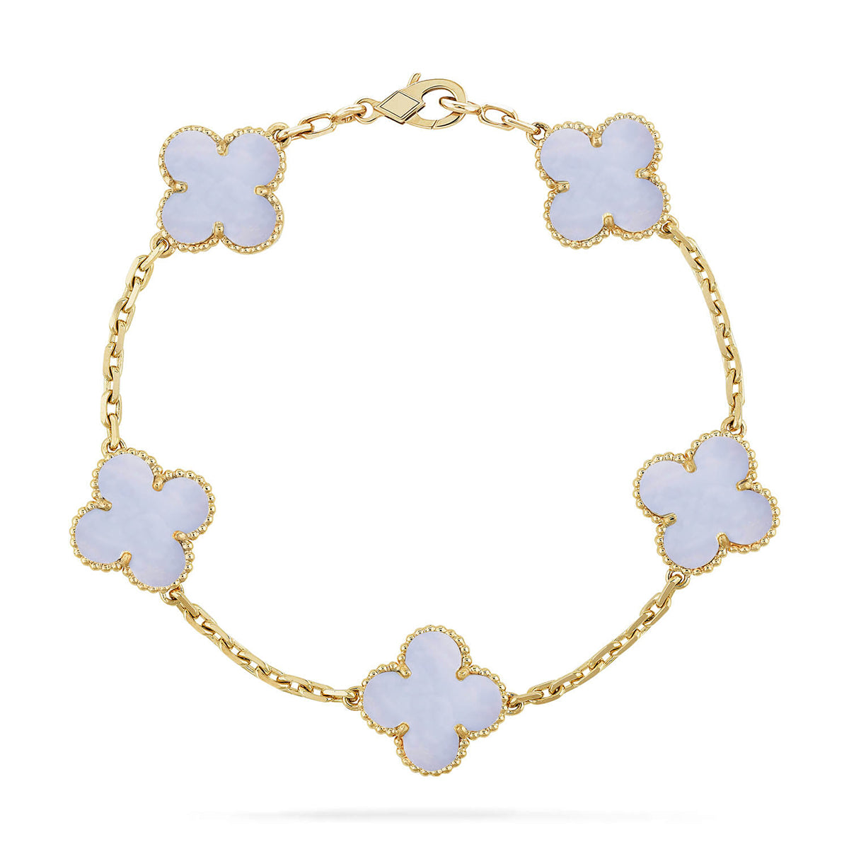 [Twinkle jewelry]New  CLOVER 5 MOTIF PURPLE CHALCEDONY BRACELET COLLECTION