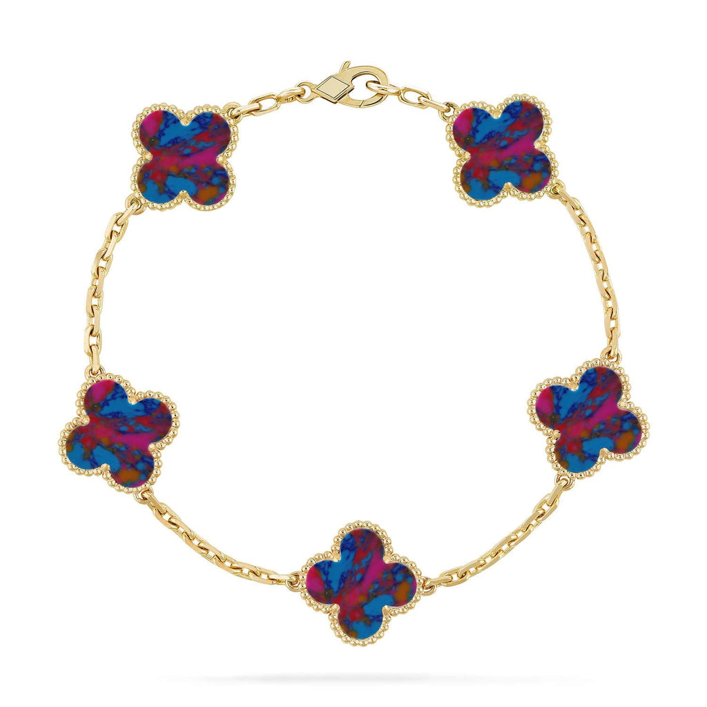 [Twinkle jewelry]New CLOVER 5 MOTIF COLOR GEMSTONES BRACELET COLLECTION
