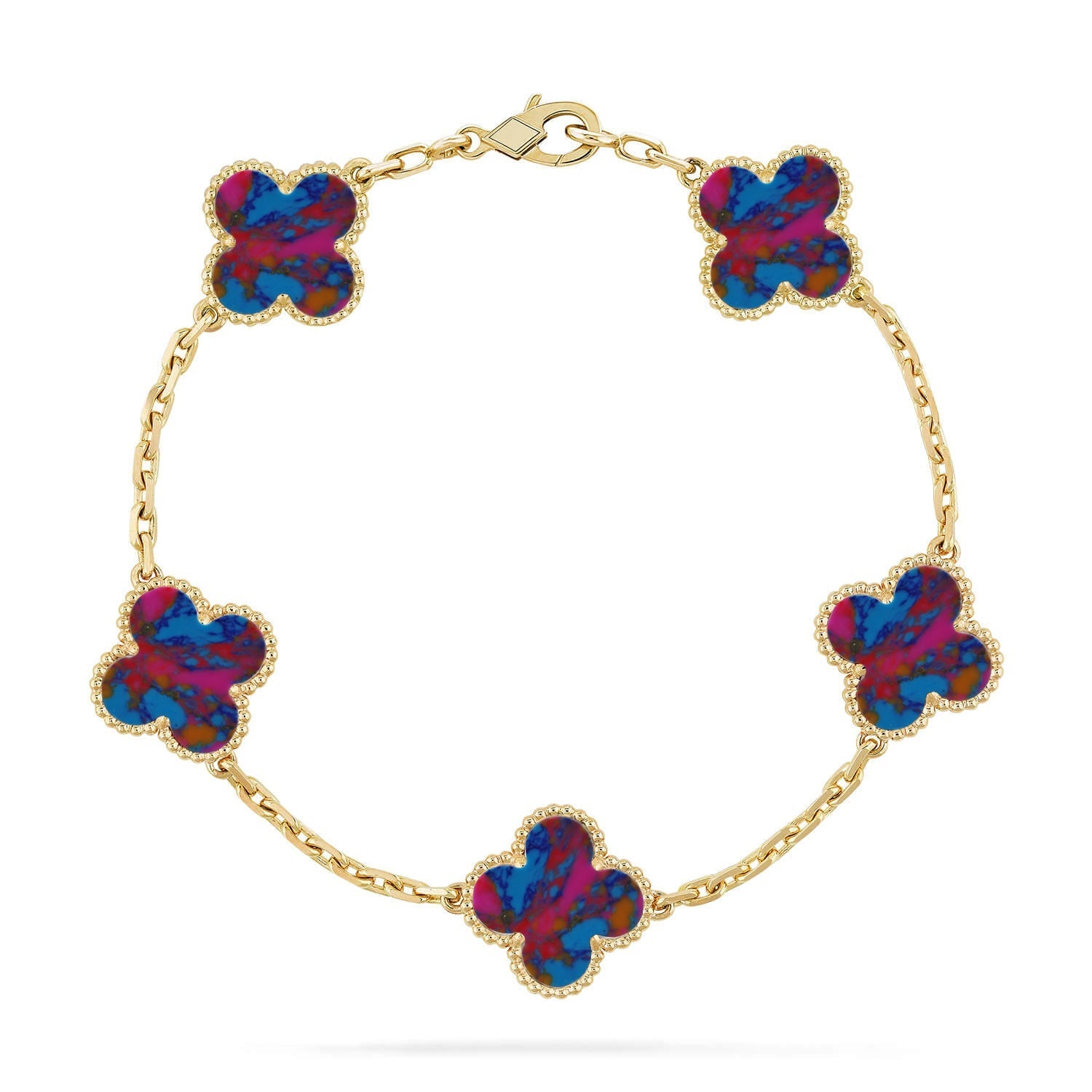 [Twinkle jewelry]New CLOVER 5 MOTIF COLOR GEMSTONES BRACELET COLLECTION
