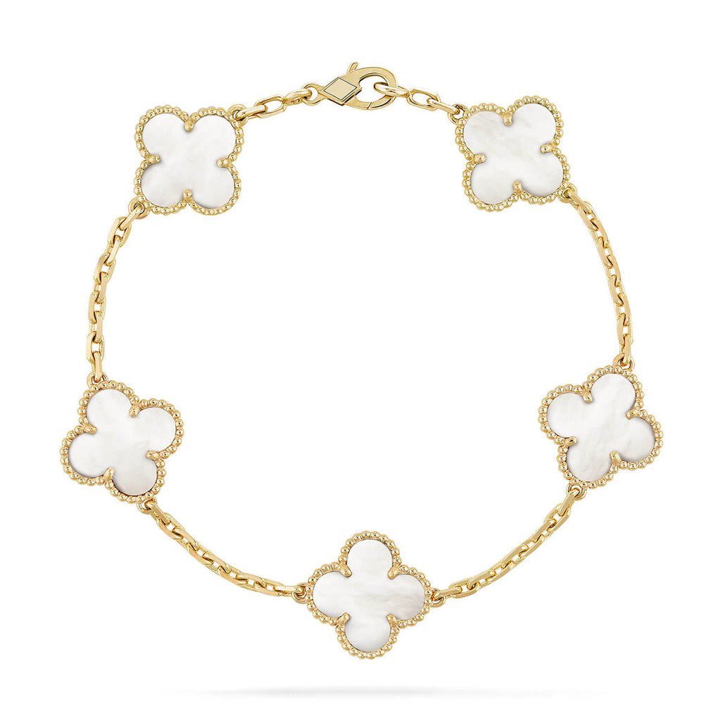 [Twinkle jewelry]New CLOVER WHITE PEARL MOP 5 MOTIF BRACELET COLLECTION