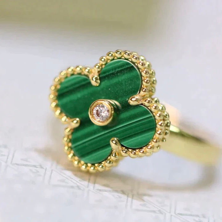 ¡®Twinkle jewelry¡¯CLOVER MALACHITE RING GOLD DIAMOND