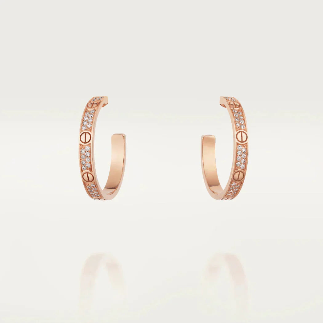 ¡®Twinkle jewelry¡¯LOVE DIAMOND PINK GOLD HOOP EARRINGS
