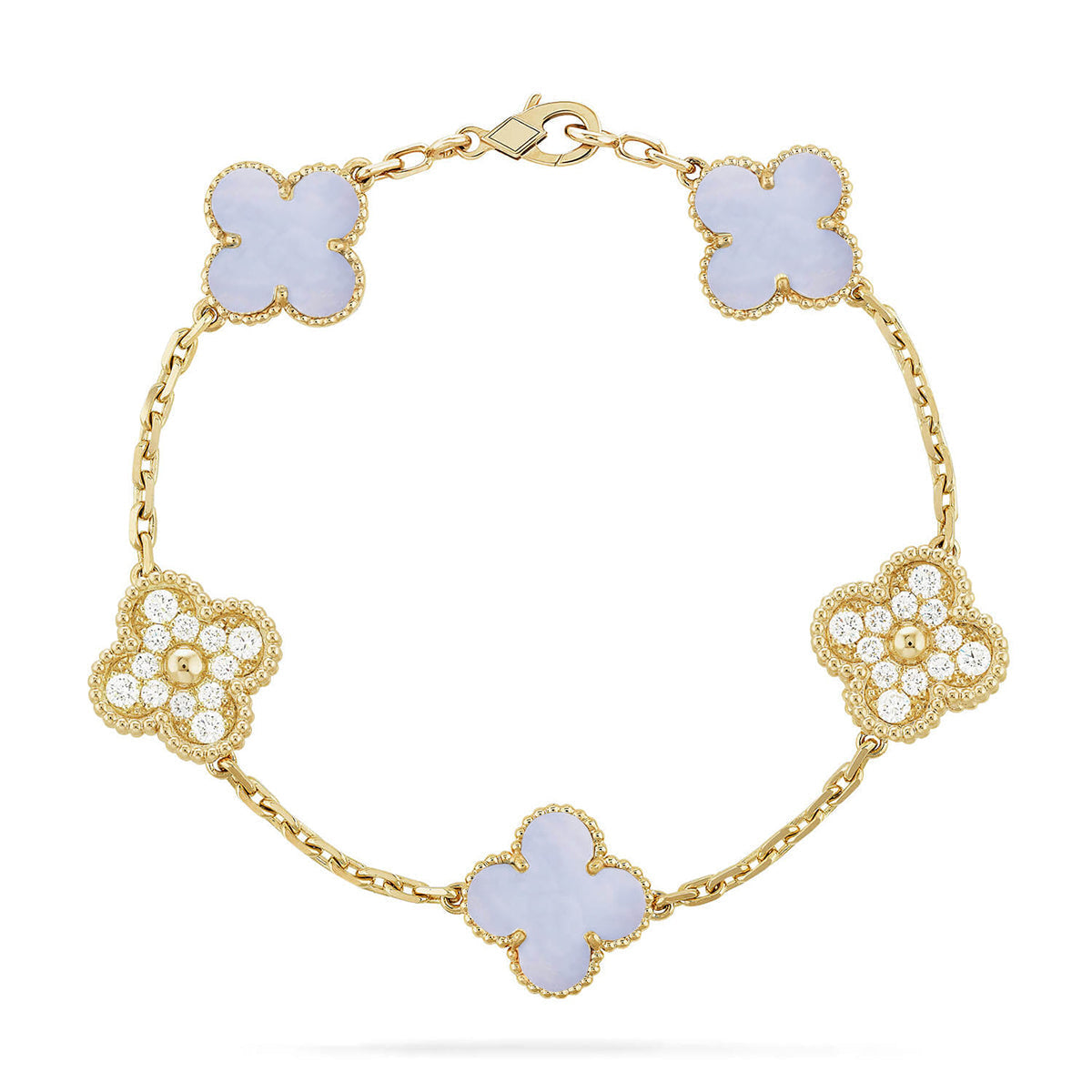 [Twinkle jewelry]New  CLOVER 5 MOTIF PURPLE CHALCEDONY BRACELET COLLECTION
