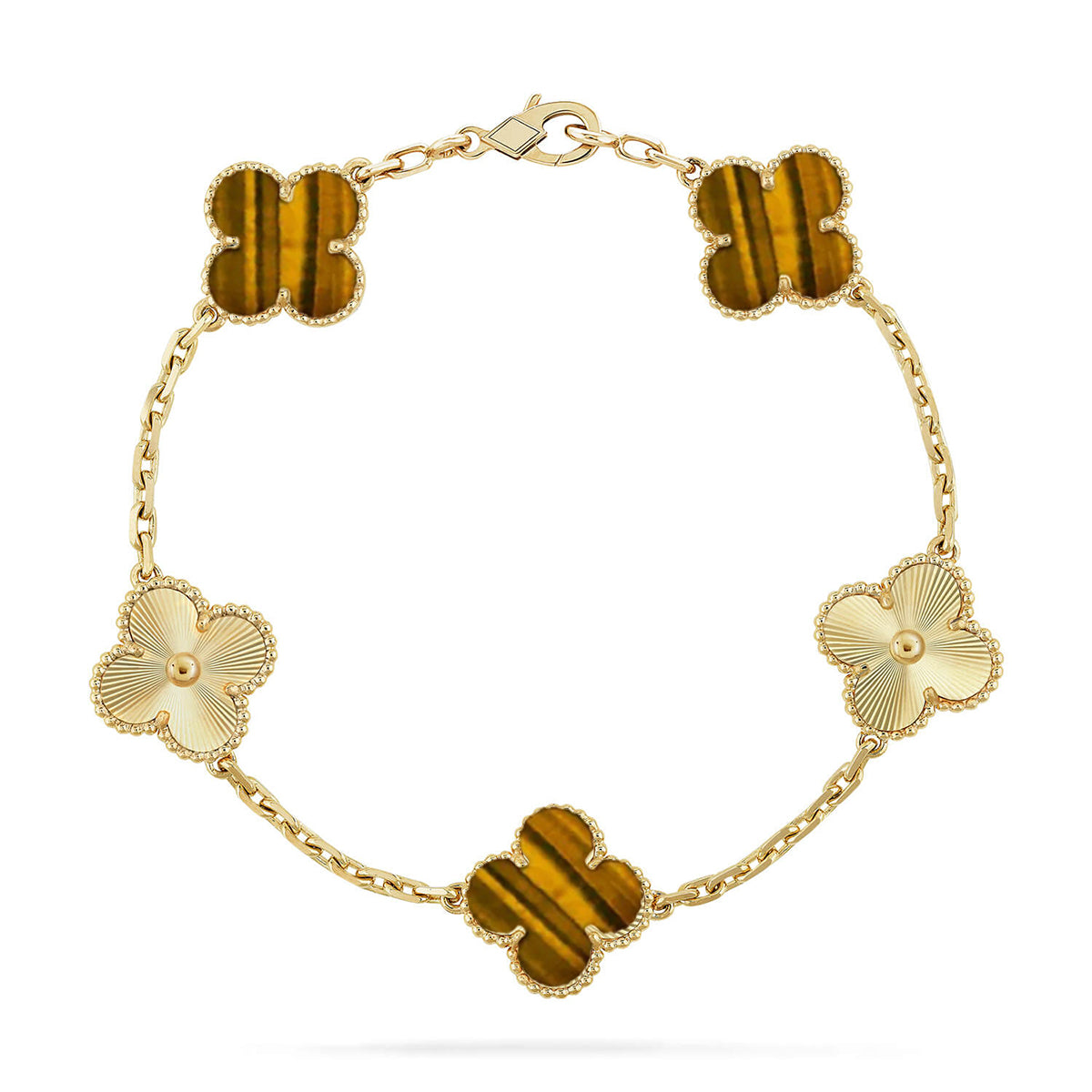 [Twinkle jewelry]New  CLOVER 5 MOTIFS TIGER EYE BRACELET COLLECTION