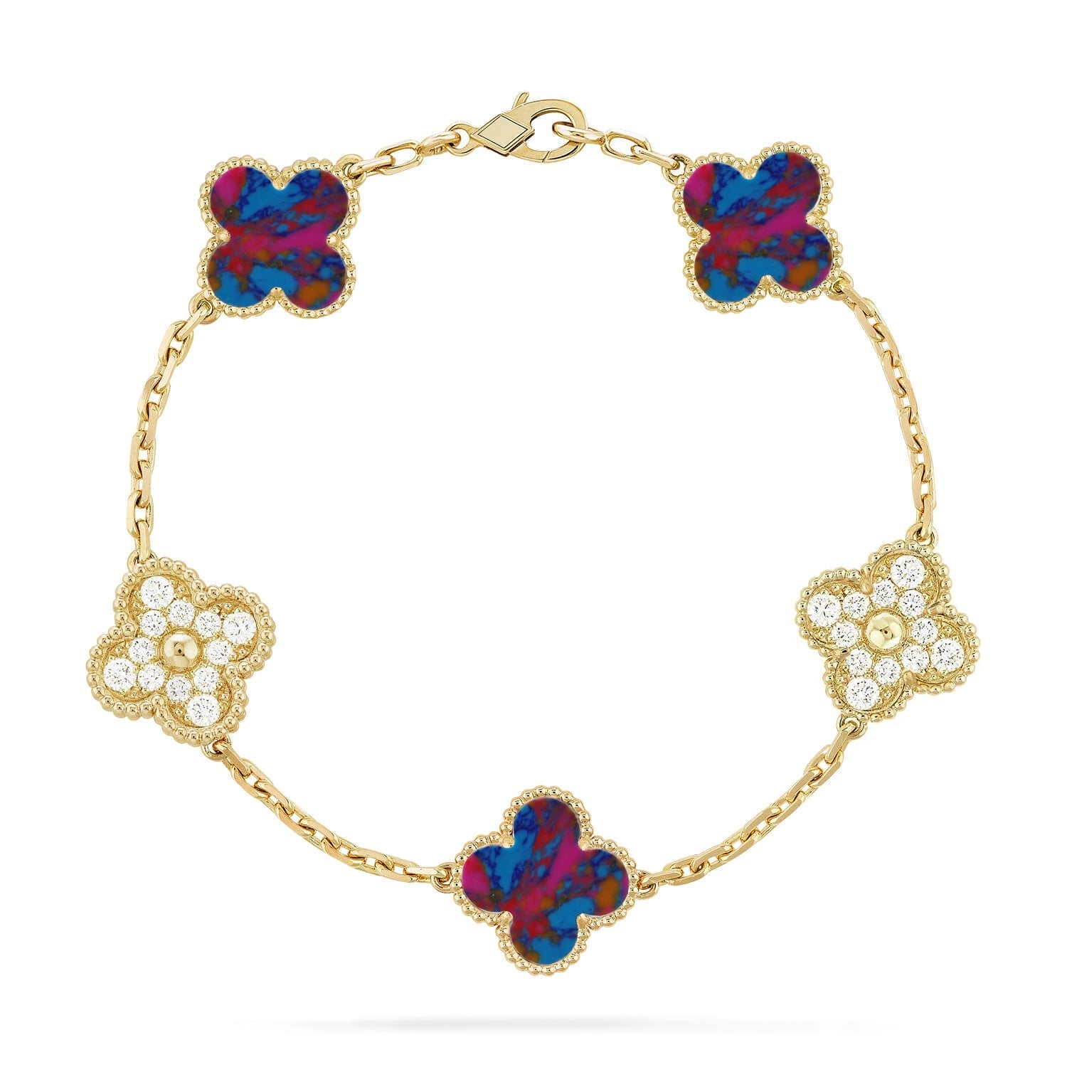 [Twinkle jewelry]New CLOVER 5 MOTIF COLOR GEMSTONES BRACELET COLLECTION