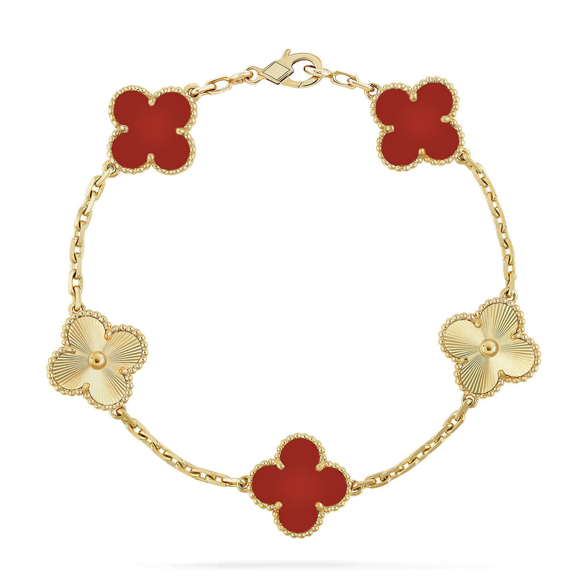 [Twinkle jewelry]New  CLOVER 5 MOTIF RED CORNELIAN BRACELET COLLECTION