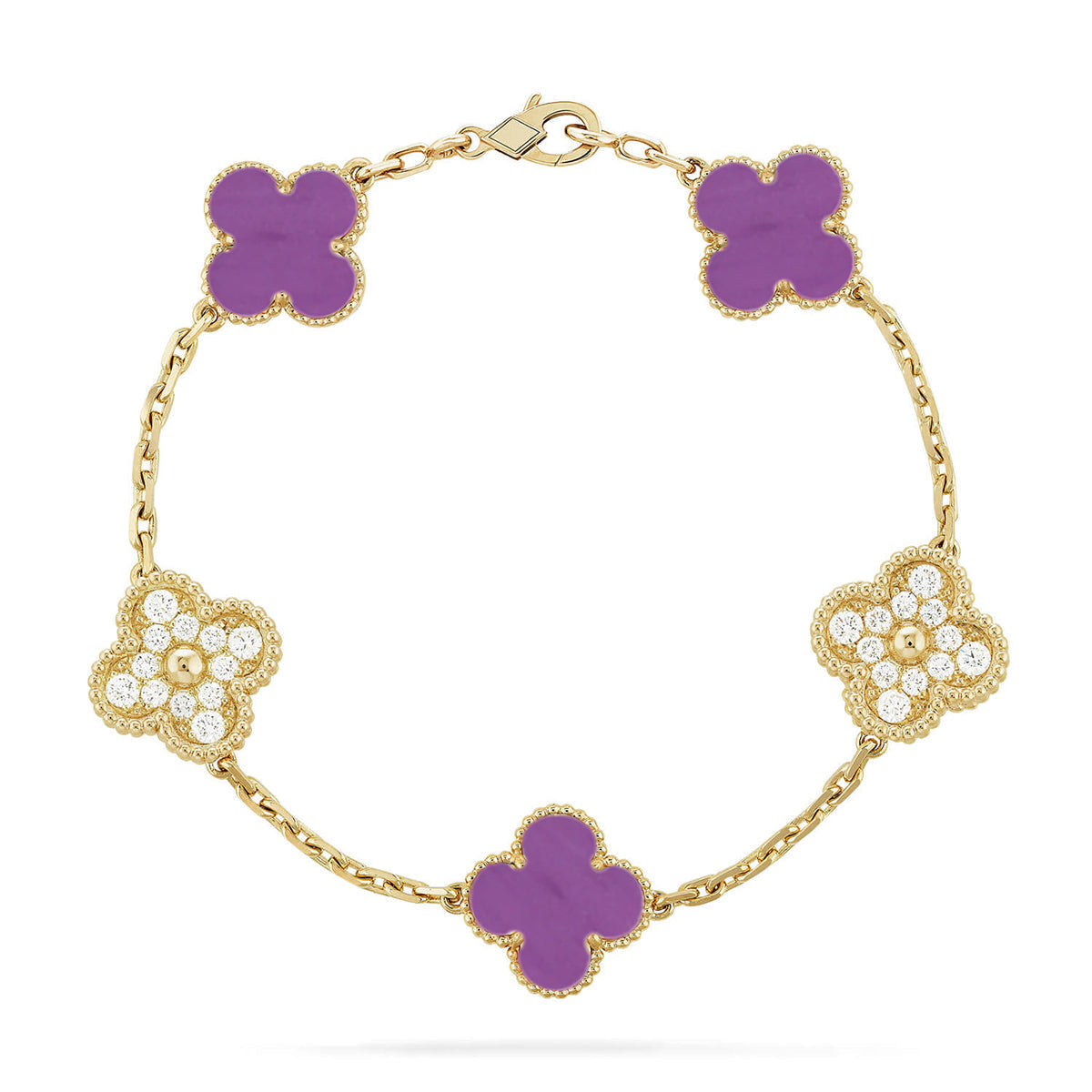 [Twinkle jewelry]New  CLOVER 5 MOTIF VIOLET BRACELET COLLECTION