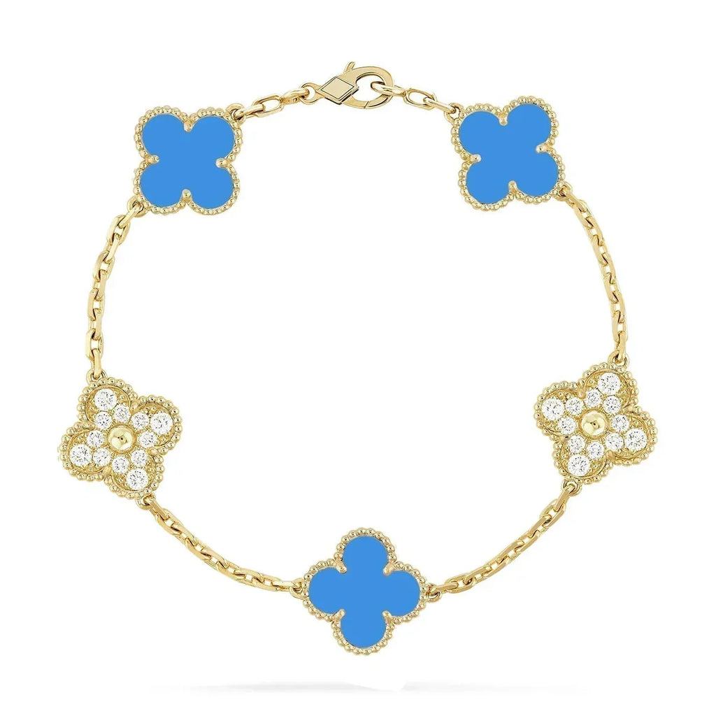 [Twinkle jewelry]New CLOVER 5 MOTIF BLUE AGATE BRACELET COLLECTION