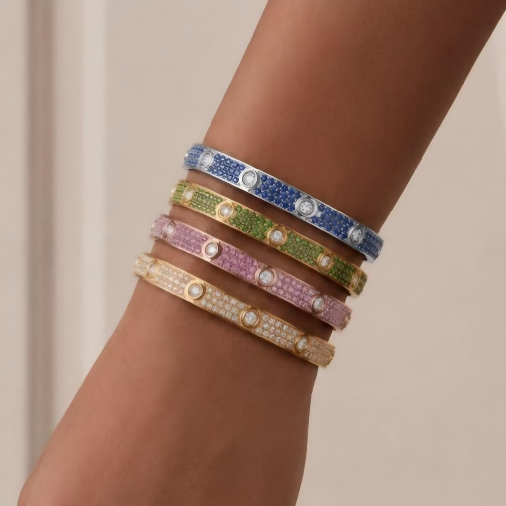 [Twinkle JURI]2026 PAVE GEMSTONE LOVE BRACELET 6.1MM 10 DIAMONDS