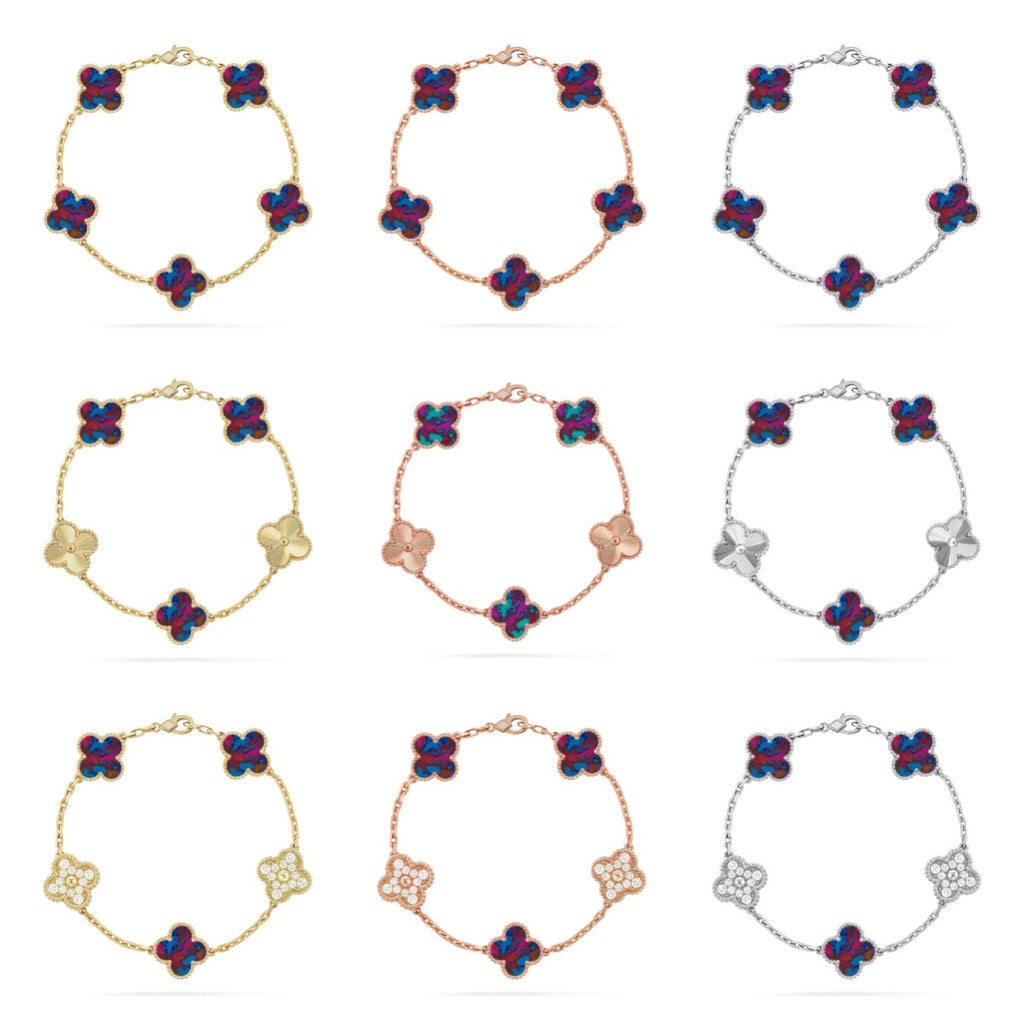 [Twinkle jewelry]New CLOVER 5 MOTIF COLOR GEMSTONES BRACELET COLLECTION