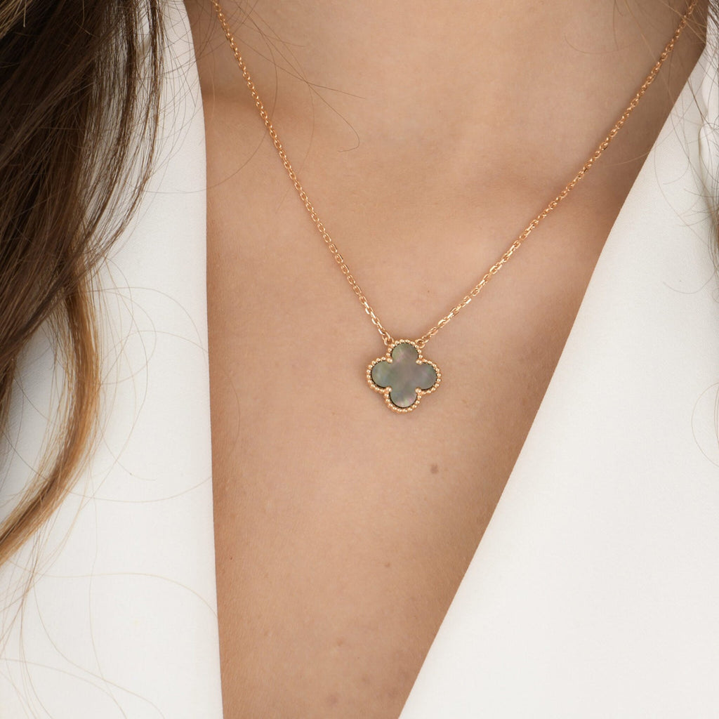 ¡®Twinkle jewelry¡¯CLOVER 15MM  GRAY MOTHER OF PEARL NECKLACE