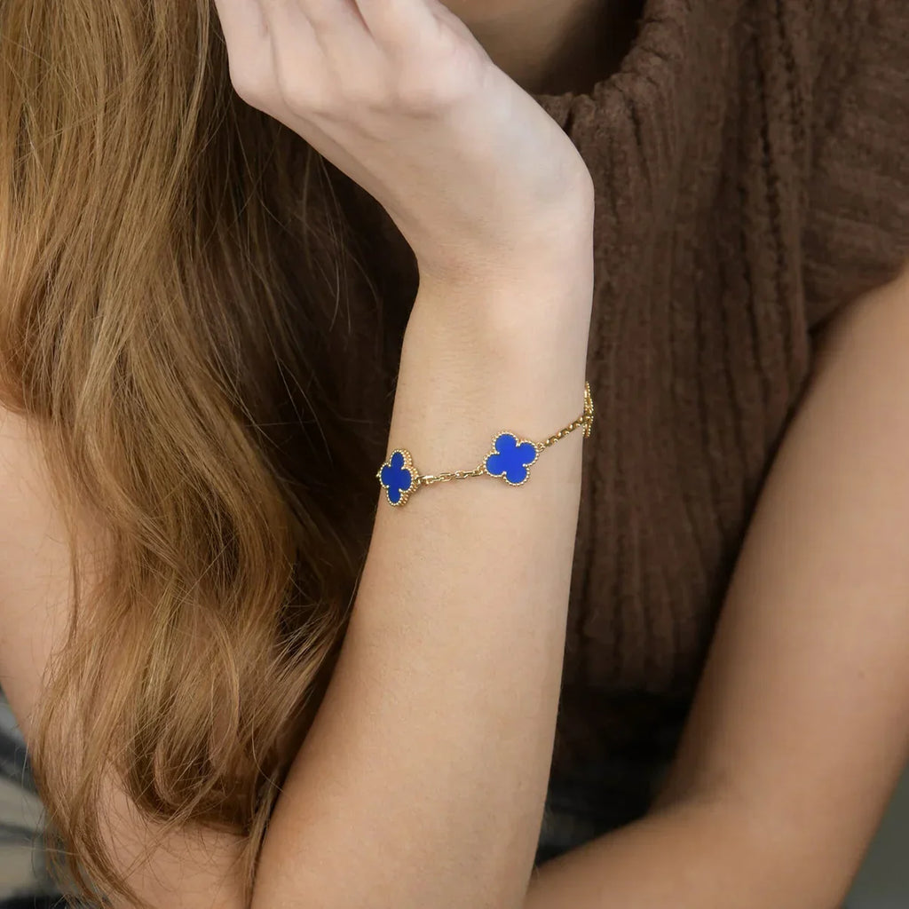 [Twinkle jewelry]New CLOVER 5 MOTIF BLUE AGATE BRACELET COLLECTION