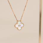 ¡®Twinkle jewelry¡¯CLOVER 15MM DIAMOND WHITE FRITILLARIA NECKLACE