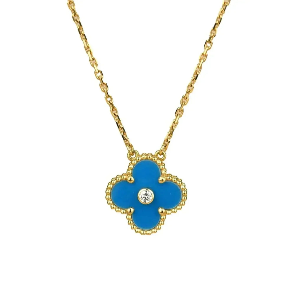 ¡®Twinkle jewelry¡¯CLOVER 15MM DIAMOND AND BLUE AGATE NECKLACE