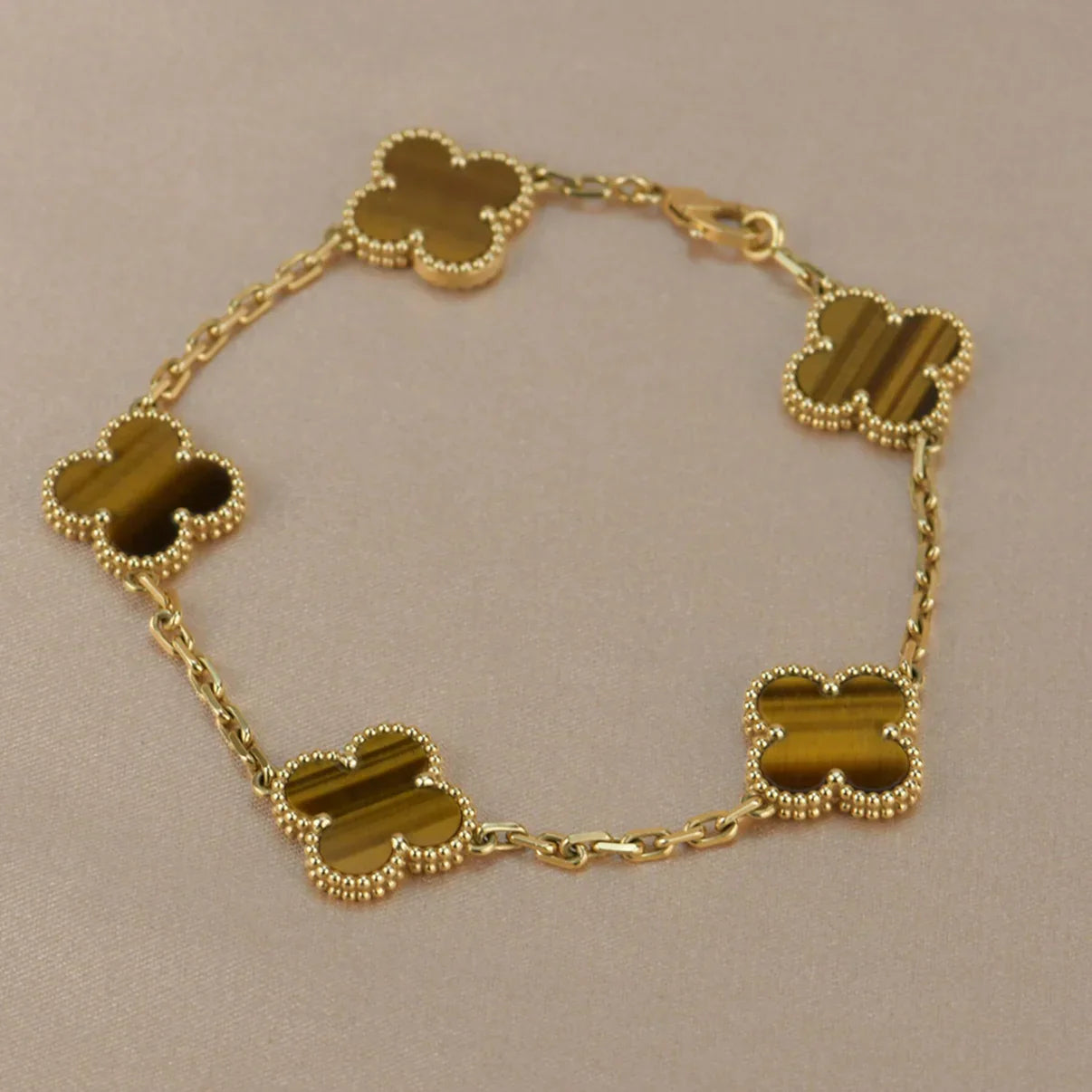 [Twinkle jewelry]New  CLOVER 5 MOTIFS TIGER EYE BRACELET COLLECTION
