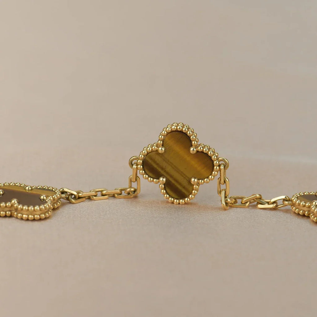 [Twinkle jewelry]New  CLOVER 5 MOTIFS TIGER EYE BRACELET COLLECTION