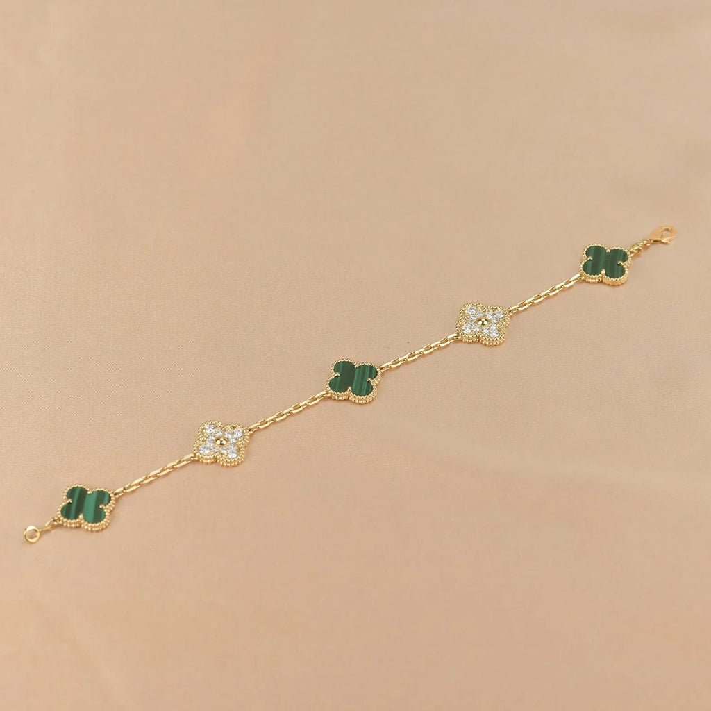 [Twinkle jewelry]New  CLOVER 5 MOTIF MALACHITE BRACELET COLLECTION
