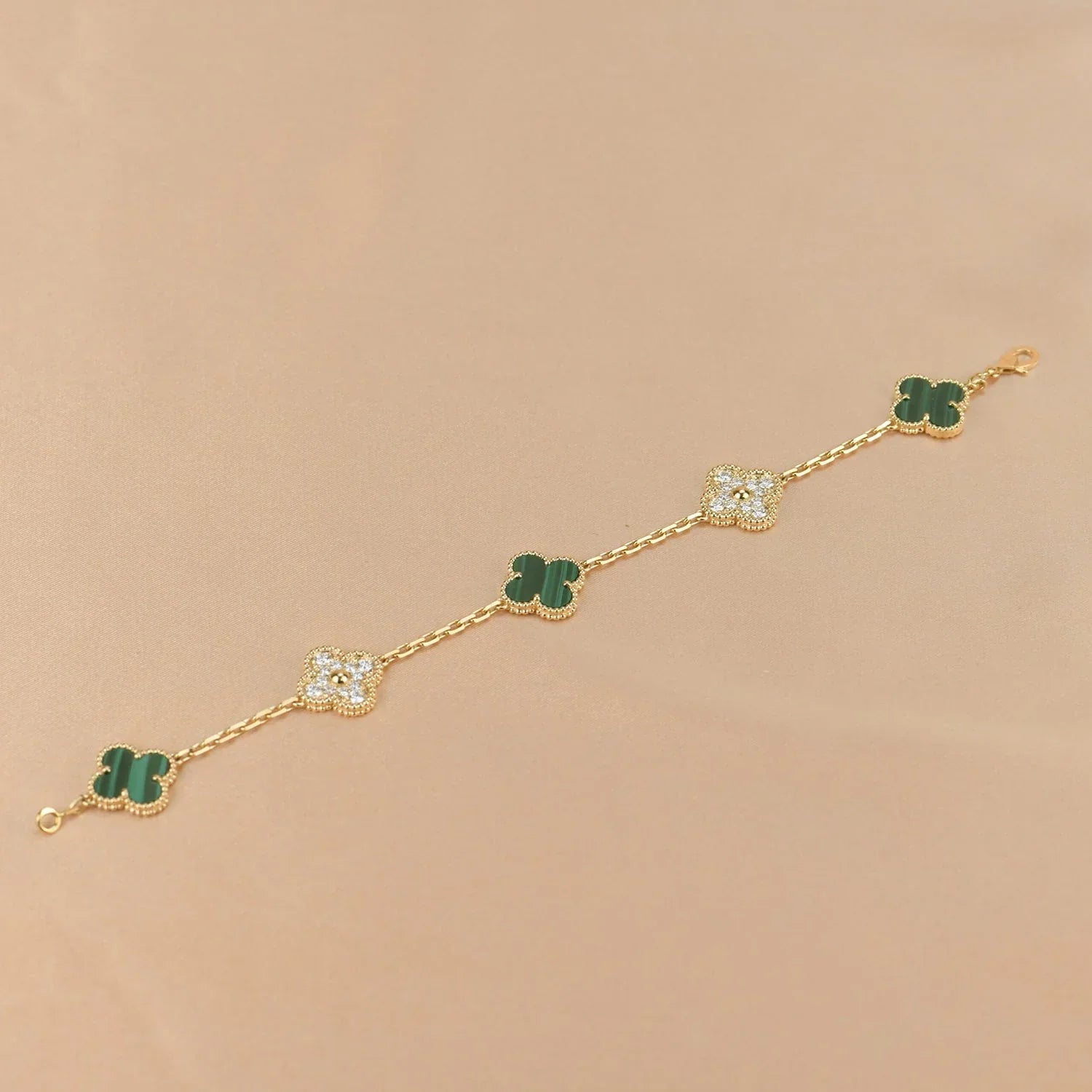 [Twinkle jewelry]New  CLOVER 5 MOTIF MALACHITE BRACELET COLLECTION