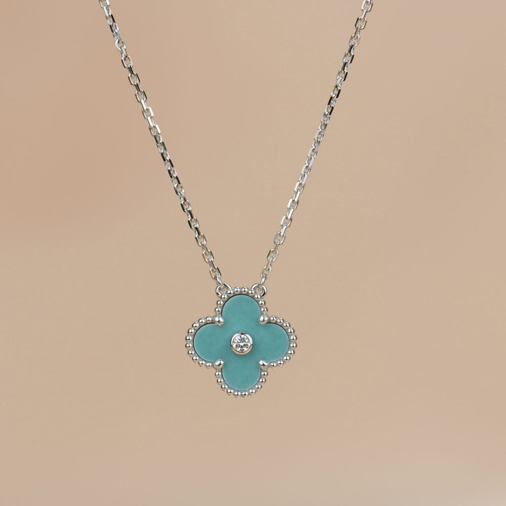 ¡®Twinkle jewelry¡¯CLOVER 15MM DIAMOND SVRES PORCELAIN  NECKLACE SILVER