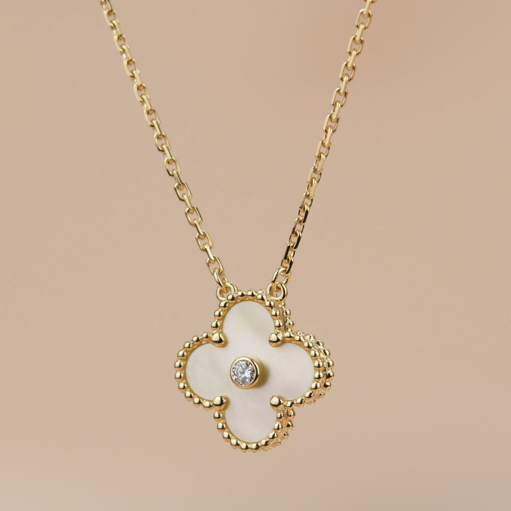 ¡®Twinkle jewelry¡¯CLOVER 15MM DIAMOND GOLD MOTHER OF PEARL NECKLACE