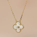¡®Twinkle jewelry¡¯CLOVER 15MM DIAMOND GOLD MOTHER OF PEARL NECKLACE