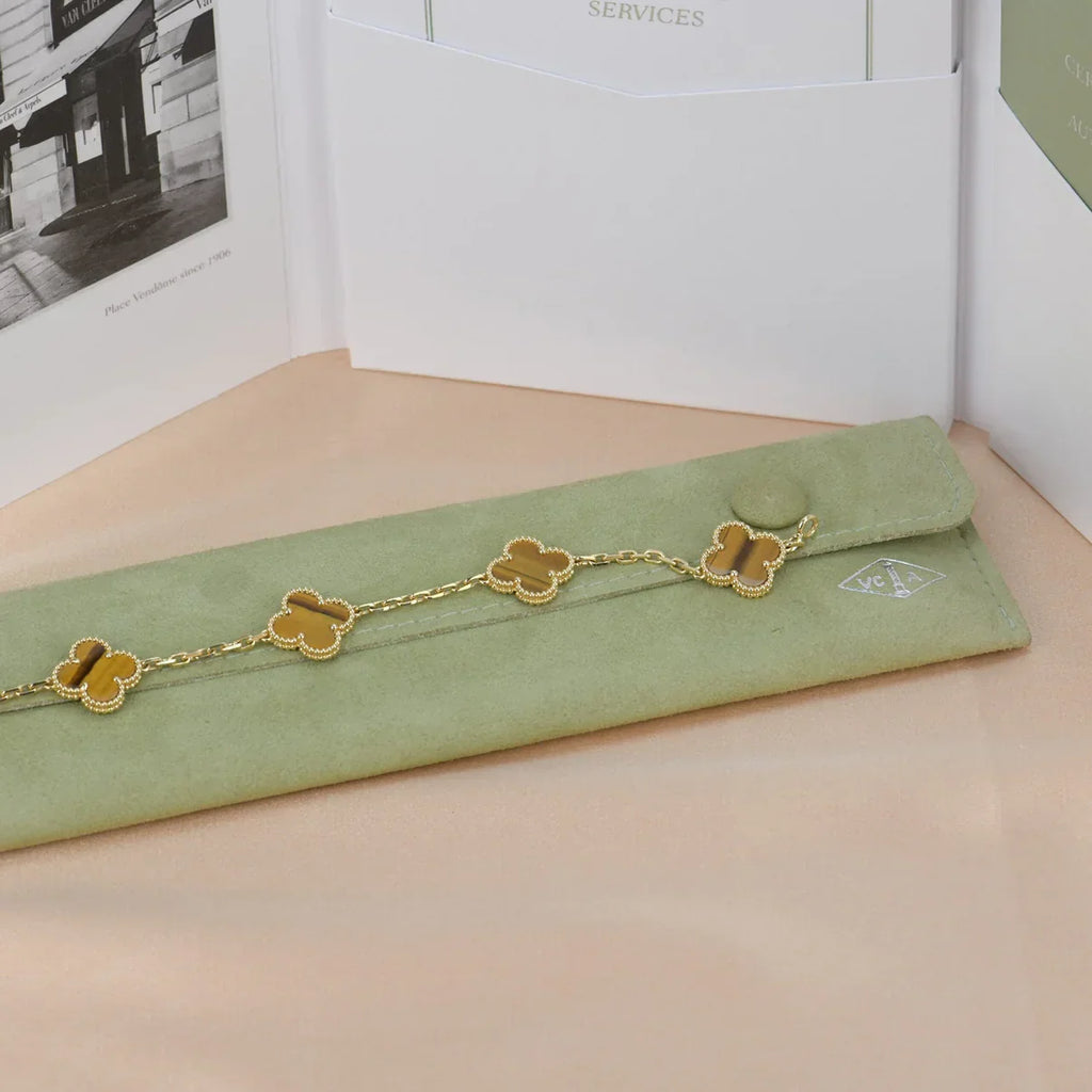 [Twinkle jewelry]New  CLOVER 5 MOTIFS TIGER EYE BRACELET COLLECTION