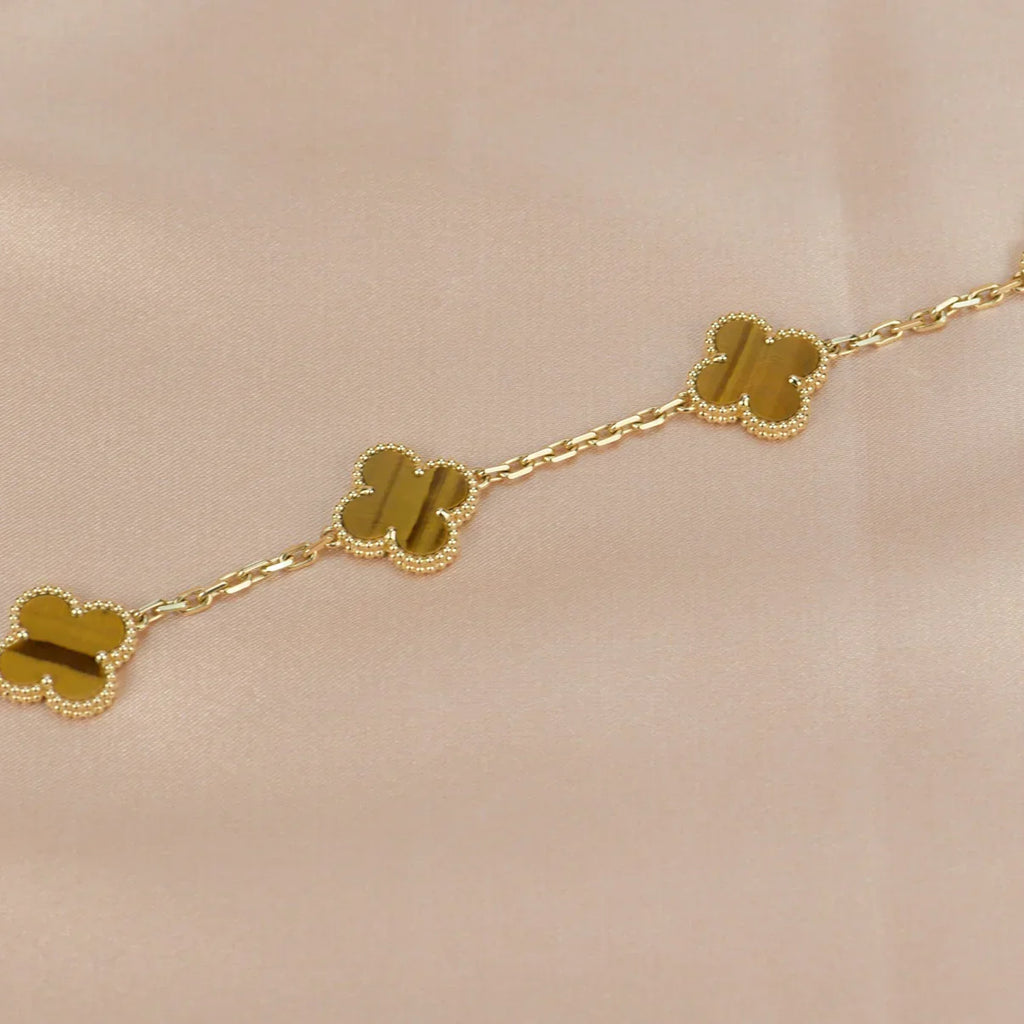 [Twinkle jewelry]New  CLOVER 5 MOTIFS TIGER EYE BRACELET COLLECTION