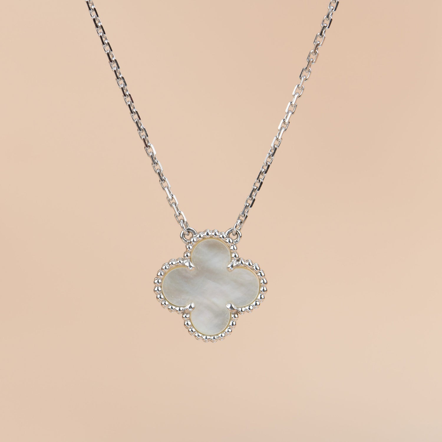 ¡®Twinkle jewelry¡¯CLOVER  15MM WHITE MOTHER-OF-PEARL SILVER