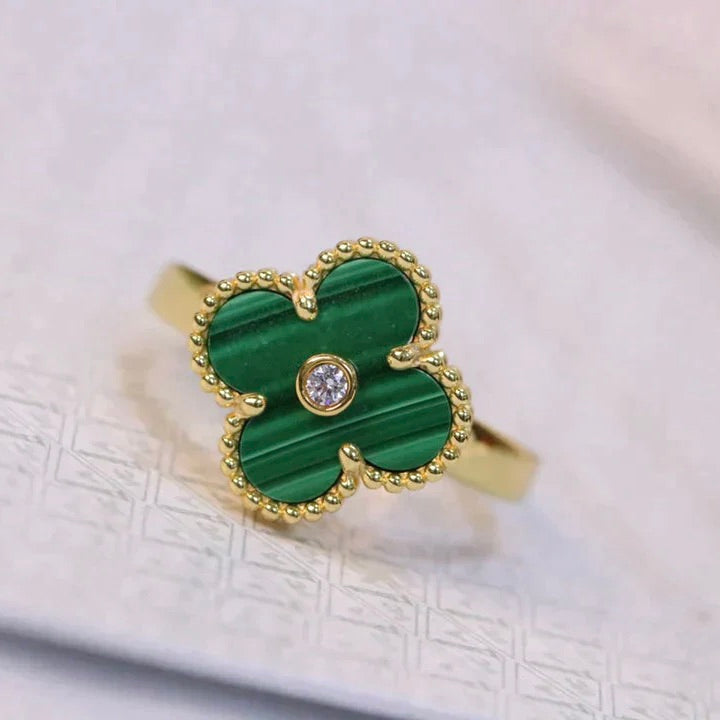 ¡®Twinkle jewelry¡¯CLOVER MALACHITE RING GOLD DIAMOND