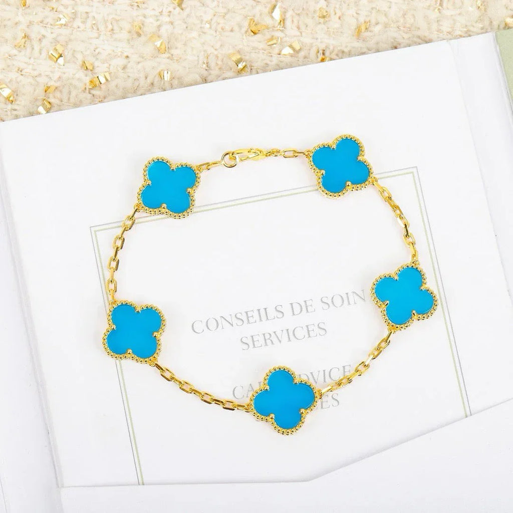[Twinkle jewelry]New  CLOVER 5 MOTIF TURQUOISE BRACELET COLLECTION