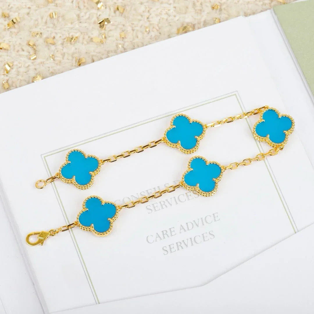 [Twinkle jewelry]New  CLOVER 5 MOTIF TURQUOISE BRACELET COLLECTION