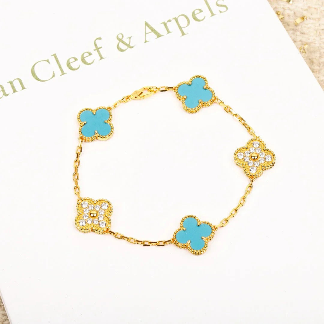 [Twinkle jewelry]New  CLOVER 5 MOTIF TURQUOISE BRACELET COLLECTION