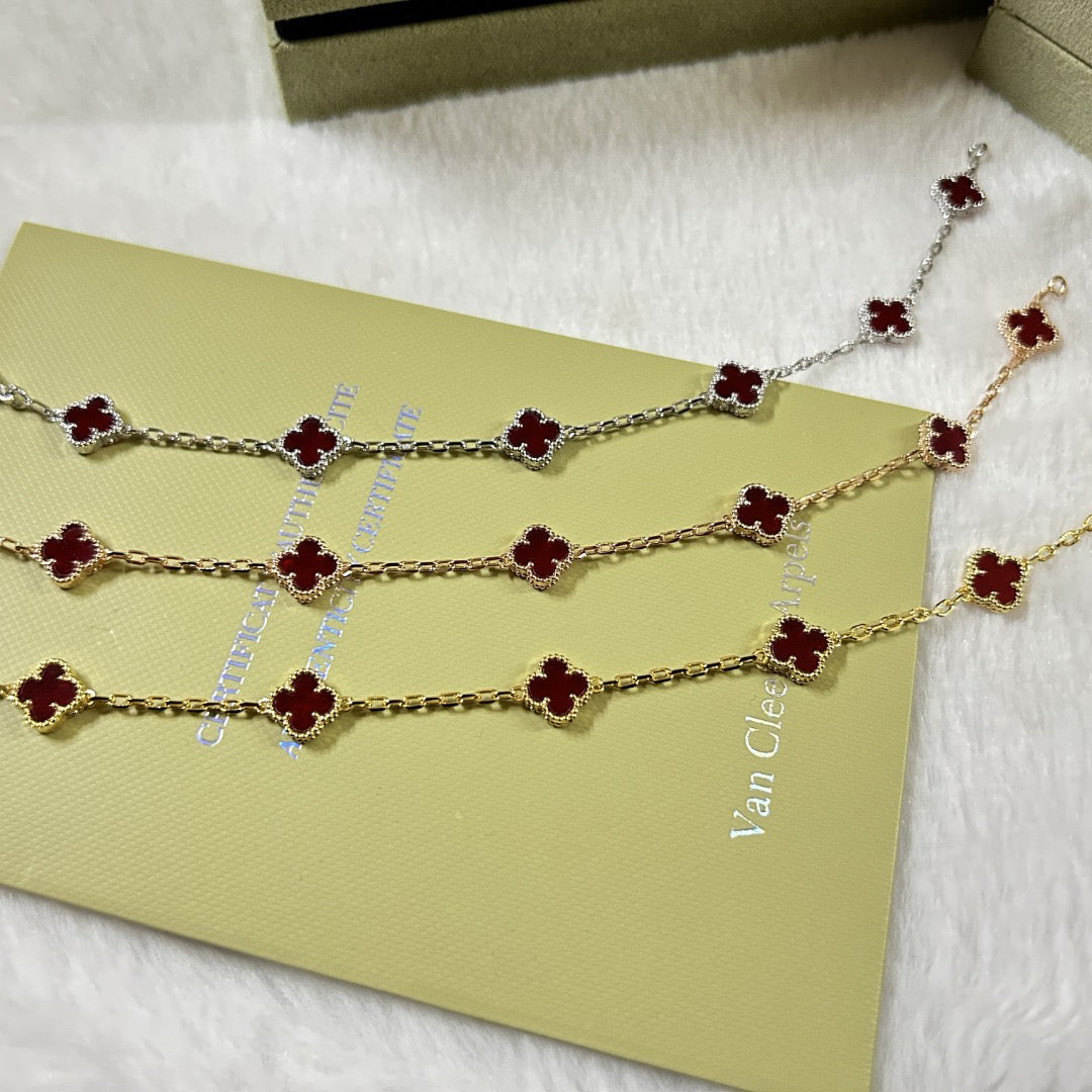 [¡®Twinkle jewelry¡¯]CLOVER 6 MOTIF RED AGATE BRACELET