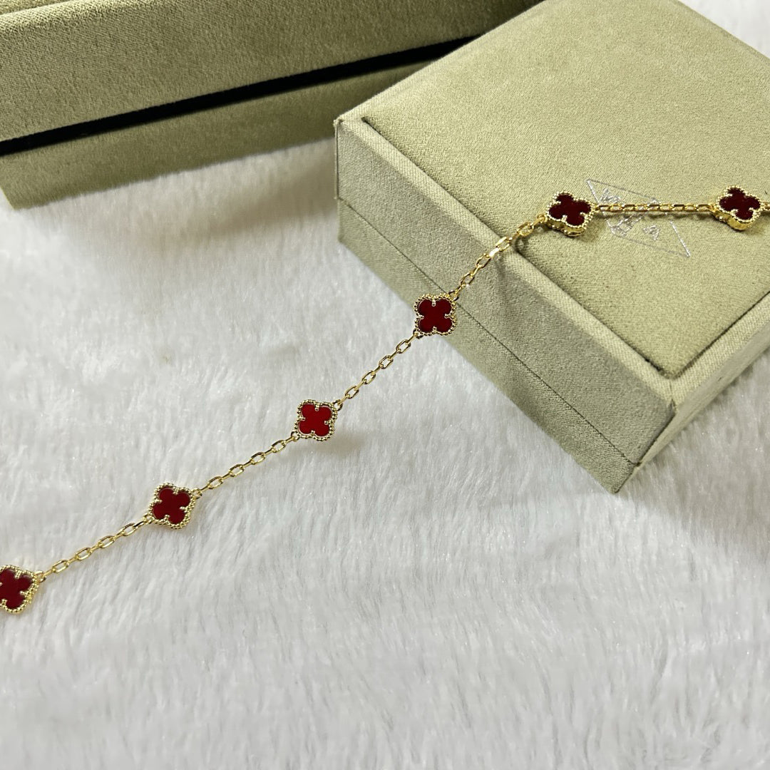 [¡®Twinkle jewelry¡¯]CLOVER 6 MOTIF RED AGATE BRACELET