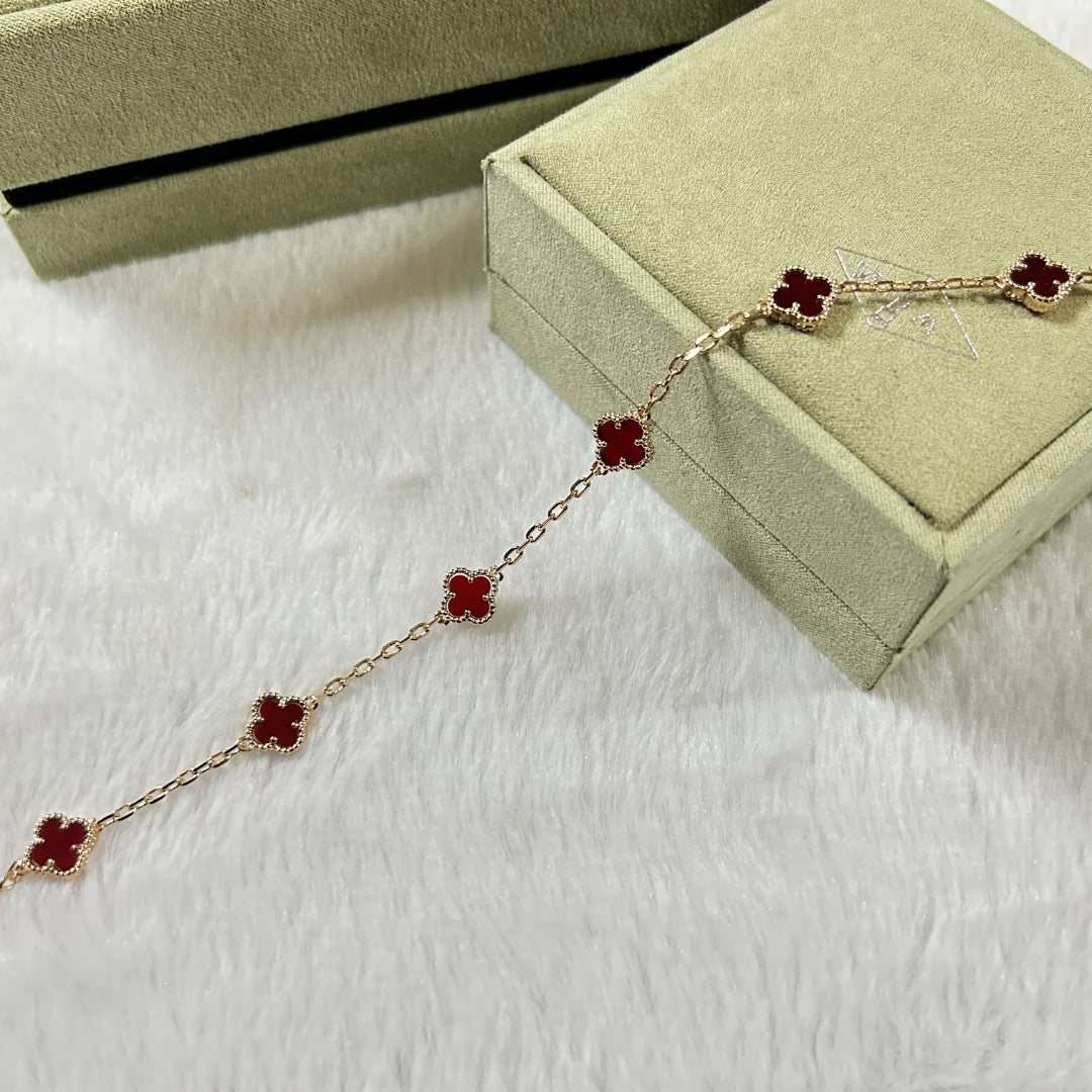 [¡®Twinkle jewelry¡¯]CLOVER 6 MOTIF RED AGATE BRACELET