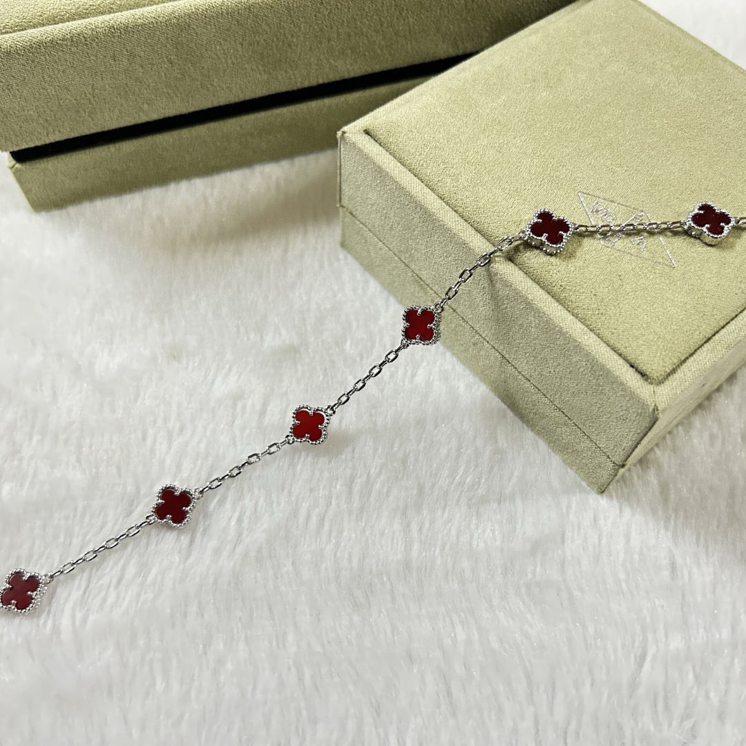 [¡®Twinkle jewelry¡¯]CLOVER 6 MOTIF RED AGATE BRACELET