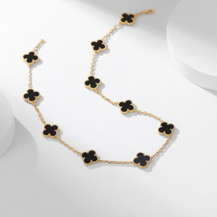 ¡®Twinkle jewelry¡¯CLOVER 10 MOTIFS ONYX NECKLACE