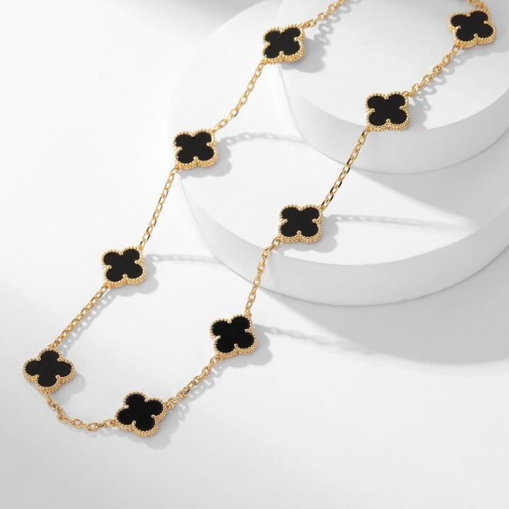 ¡®Twinkle jewelry¡¯CLOVER 10 MOTIFS ONYX NECKLACE