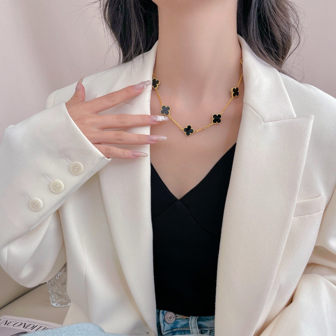 ¡®Twinkle jewelry¡¯CLOVER 10 MOTIFS ONYX NECKLACE